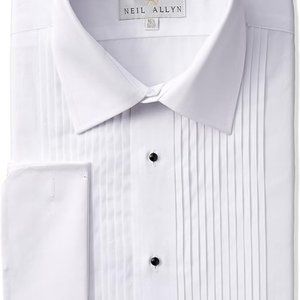 Neil Allyn White Tuxedo Shirt Lay Down Collar French Cuff Brand  Size 17 32/33